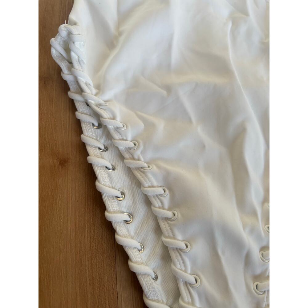 Good American $160 Small White Whip Stitch One-Piece Swimsuit Summer Beach - Picture 5 of 7